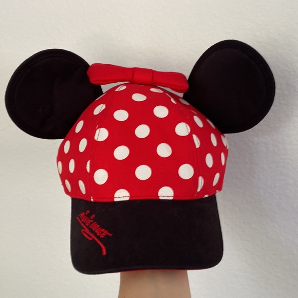 DISNEY PARKS Minnie Mouse embroidered signature hat with ears & bow SIZE YOUTH - Picture 1 of 7